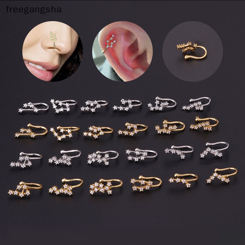 [FREG] Khuyên Mũi Khảm Đá zircon 12 Cung Hoàng Đạo Không Xỏ Lỗ FDH