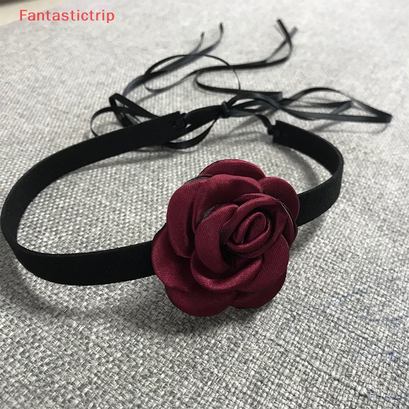 [Fantastictrip] Vòng Cổ Màu Đen Mặt Hình Hoa Nhiều Màu Phong Cách Cổ Điển Cho Nữ Giới