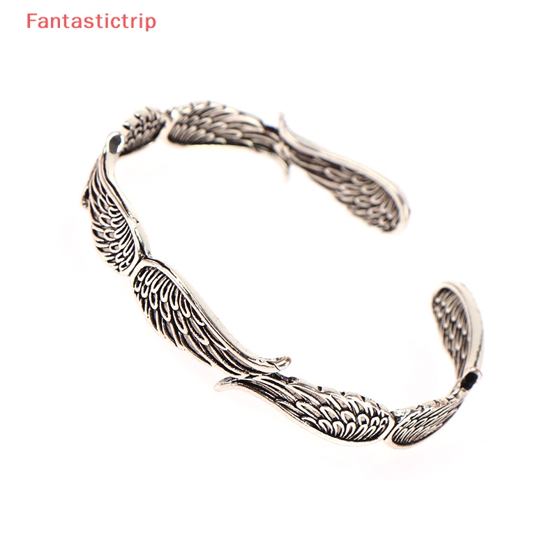 [Fantastictrip] Vòng Tay Hở Bằng Kim Loại Thiết Kế Cánh Thiên Thần Sáng Tạo Phong Cách Retro Thích Hợp Làm Quà Tặng Tiệc Tù