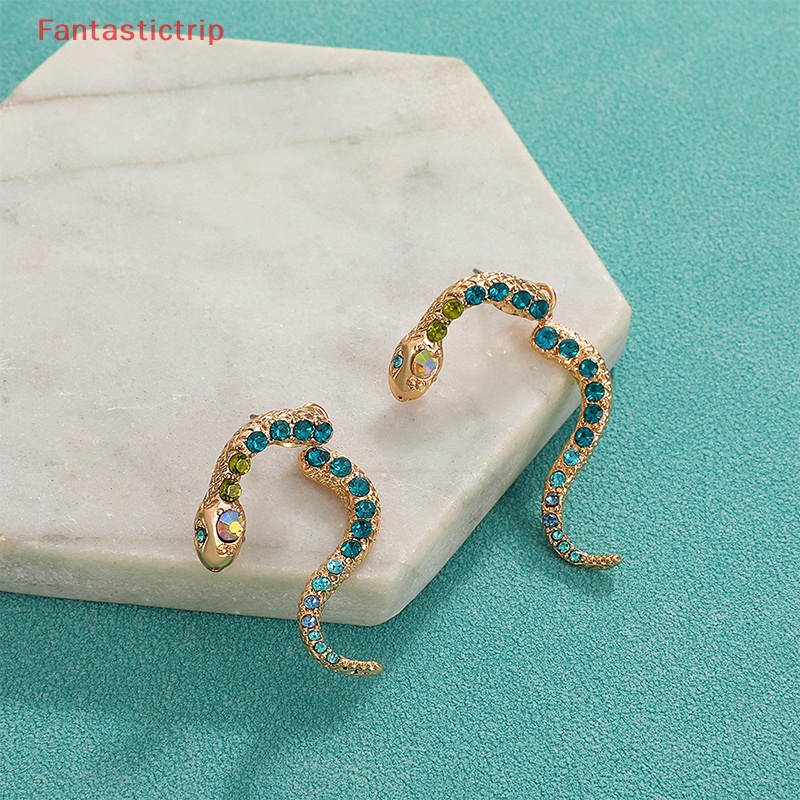 Bông Tai Hình Rắn Đính Kim Cương Giả Màu Sắc Phong Cách Vintage Thời Trang Cho Nữ