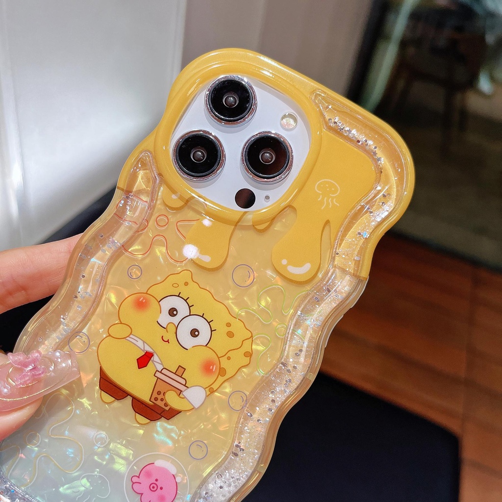 Ốp Điện Thoại TPU Dẻo Dạng Cát Chảy Họa Tiết Hoạt Hình Spongebob Patrick Star Cho iPhone 12 13 14 Pro Max