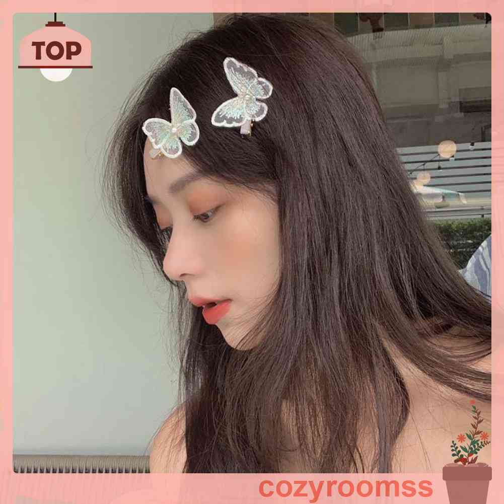 Kẹp Tóc Hình Bướm Đính Ngọc Trai Phong Cách Hàn Quốc Cho Nữ