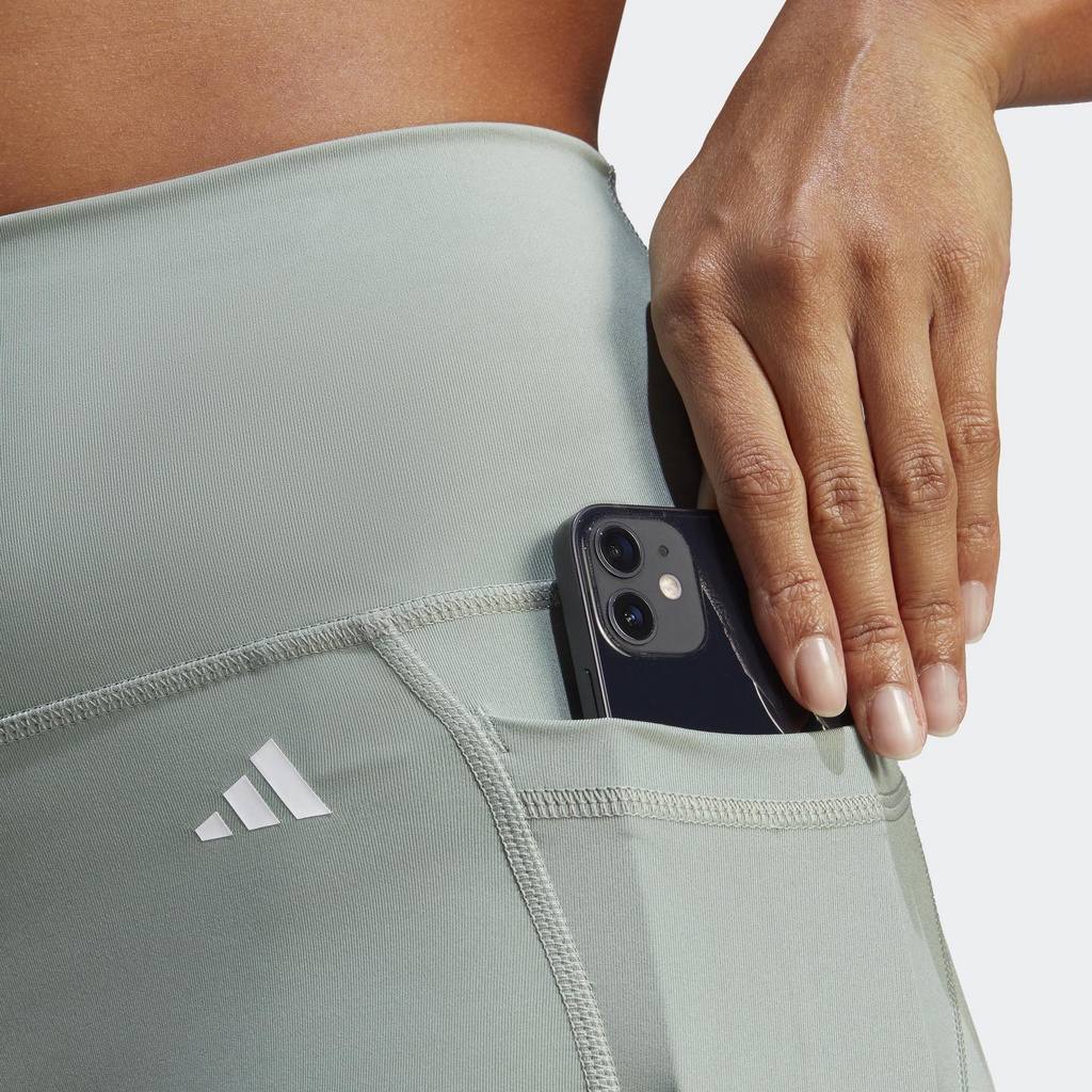 adidas Tập luyện Quần Legging 3/4 Cạp Cao Có Túi Optime Nữ màu xanh lá HR5417