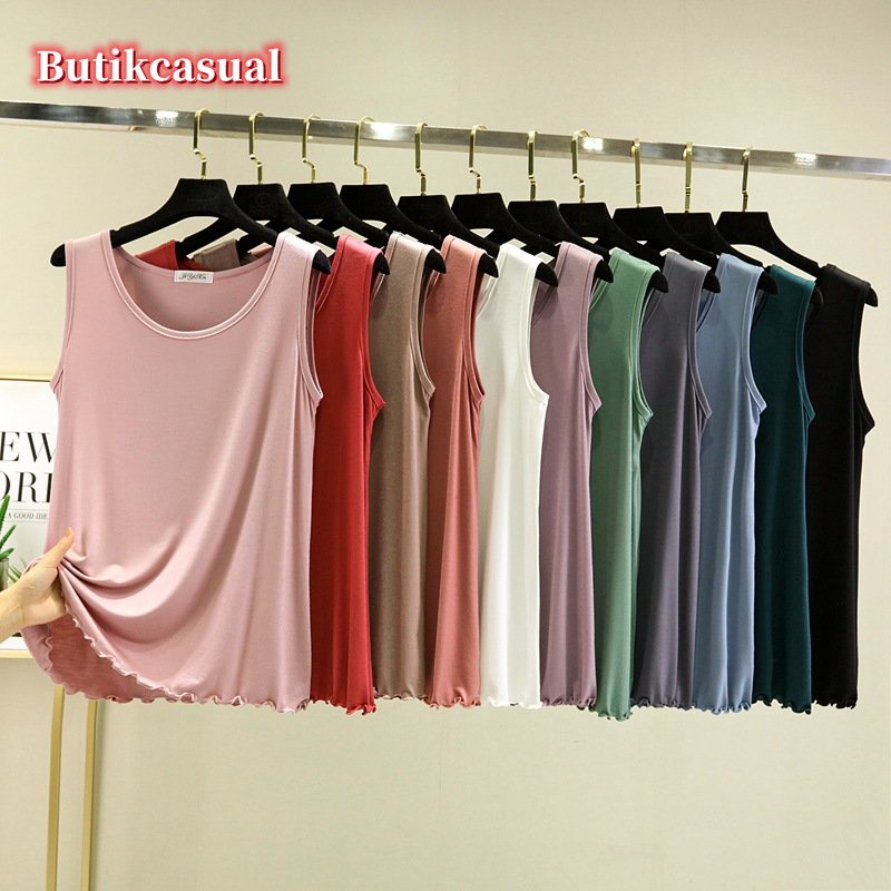 Áo Thun cotton Mỏng Sát Nách Cổ Tròn Dáng Rộng Thời Trang Mùa Hè 2023 Mới Cho Nữ