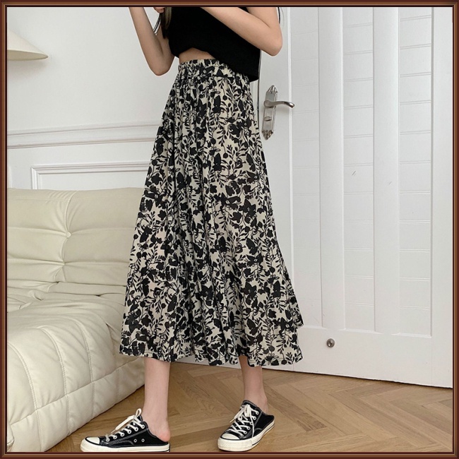 Chân Váy Dài Lưng Cao In Họa Tiết Hoa Bằng Sợi Hóa Học Thời Trang Mùa Hè Cho Nữ