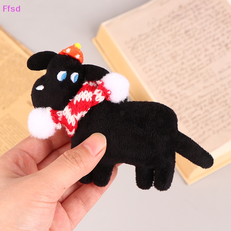 {Ffsd} Móc Khóa Xe Hơi / Ba Lô Hình Chú Chó Đen Nhồi Bông Sáng Tạo DIY