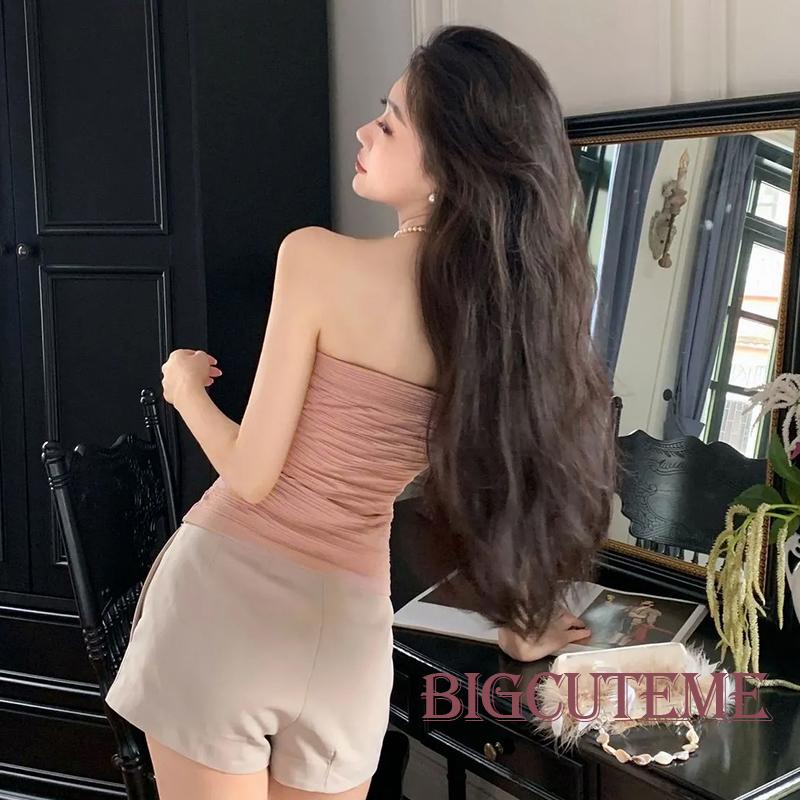 Áo Ống Cổ Thuyền Hở Lưng Màu Trơn Thời Trang Mùa Hè Dành Cho Nữ