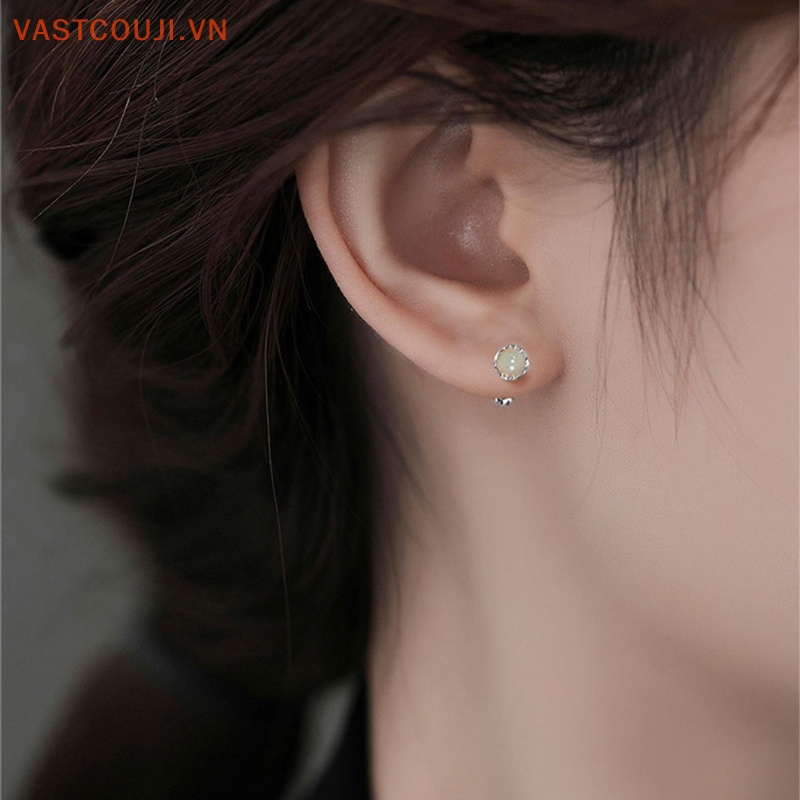1 Đôi Khuyên Tai Ngọc Bích Dạng Xoắn Ốc Cho Nữ