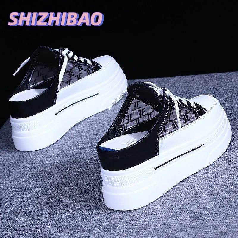 Giày Lười Đế Dày 8cm Màu Trắng Thời Trang Xuân Thu Cho Nữ