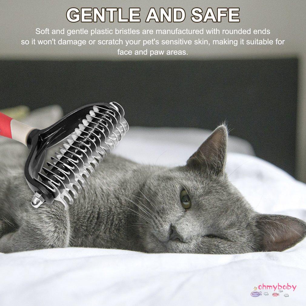 [InStock] Thú Cưng Deshedding Bàn Chải Lông Lược 2 Mặt Lớp Lót Cào Rụng Và Dematting Dụng Cụ Cho Chó Mèo [Z/16]
