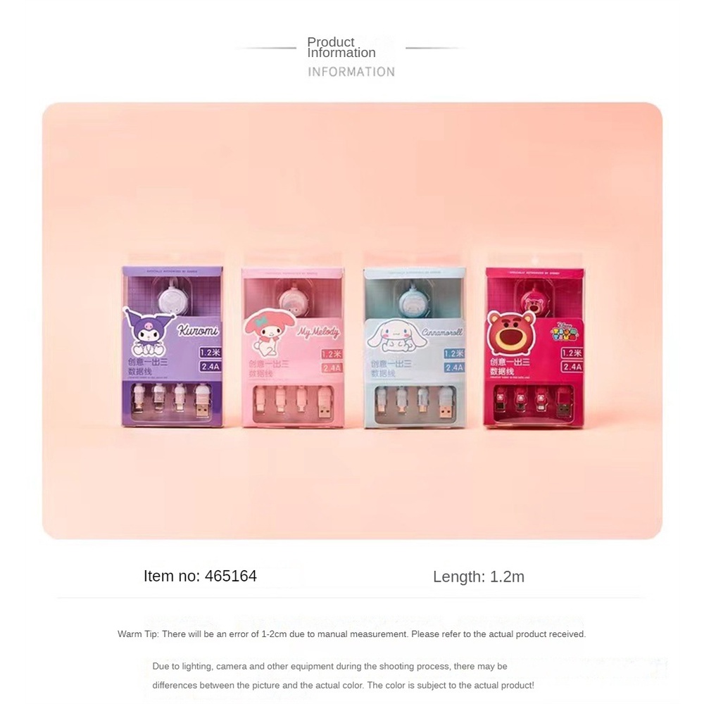 Dây Cáp Sạc Nhanh 5a 1 Trong 3 Tự Động Bật Tắt Hình Nhân Vật Hoạt Hình sanrio Dễ Thương Cho android apple type-c