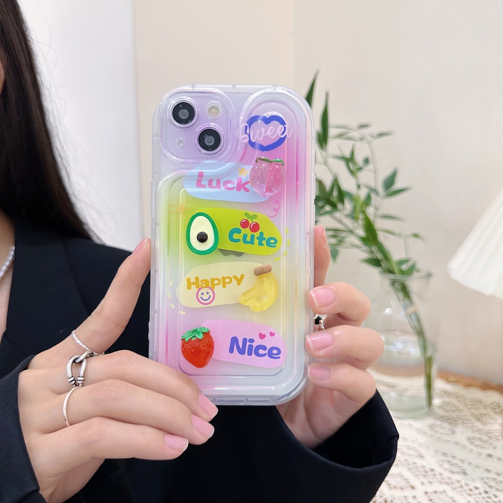 Ốp Điện Thoại Tpu Dẻo Họa Tiết Dâu Tây / Chuối Có Túi Khí Chống Sốc Cho iPhone 14 Plus 13 12 11 Pro Max