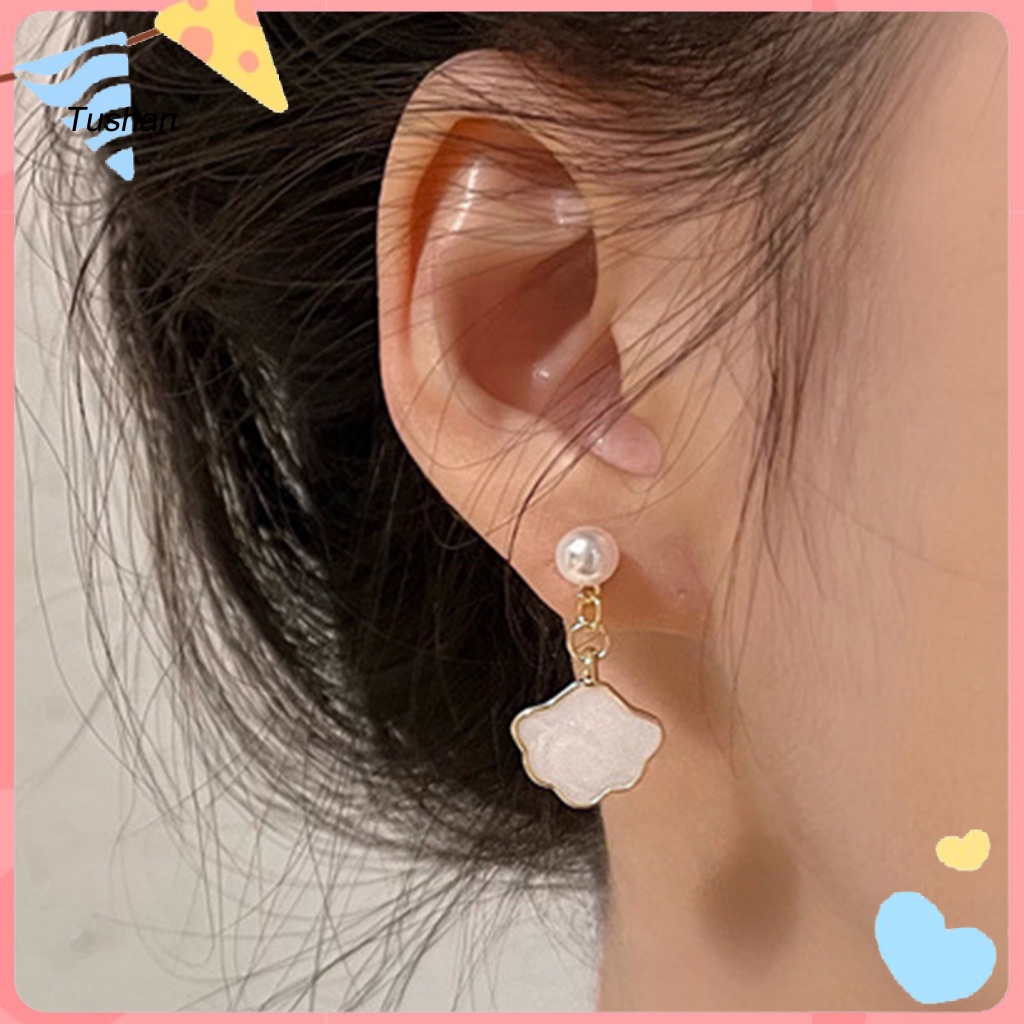 1 Đôi Bông Tai Hình Đám Mây Đính Ngọc Trai Giả Dễ Thương