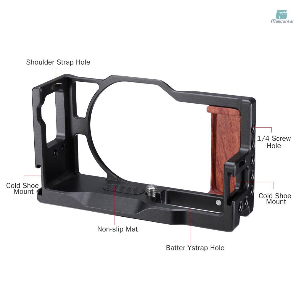 UURig Camera Cage Aluminum Alloy with Wood Handle Cold Shoe for Video Vlog Accessory Mounting Compatible with  G7X Mark III