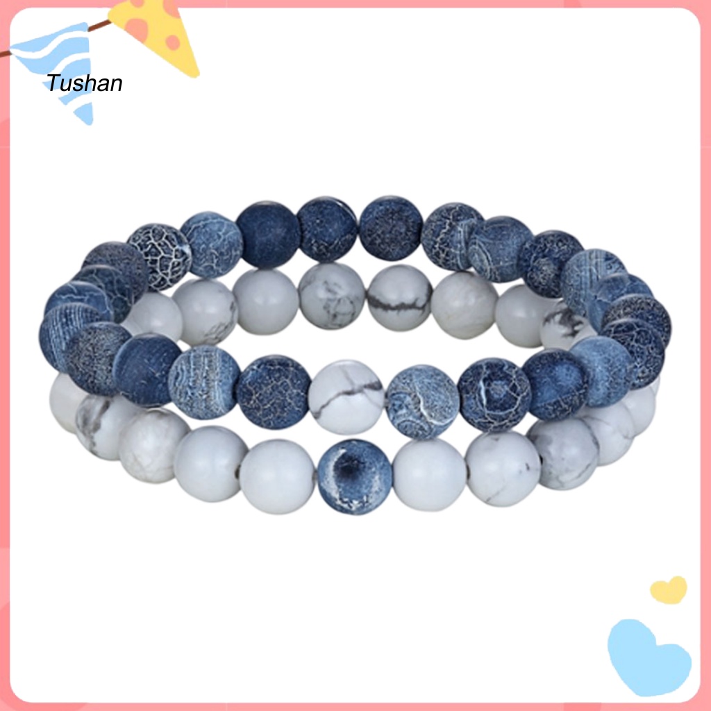 Set 2 Vòng Tay Yoga Co Giãn Xâu Hạt Màu Đen Hợp Thời Trang