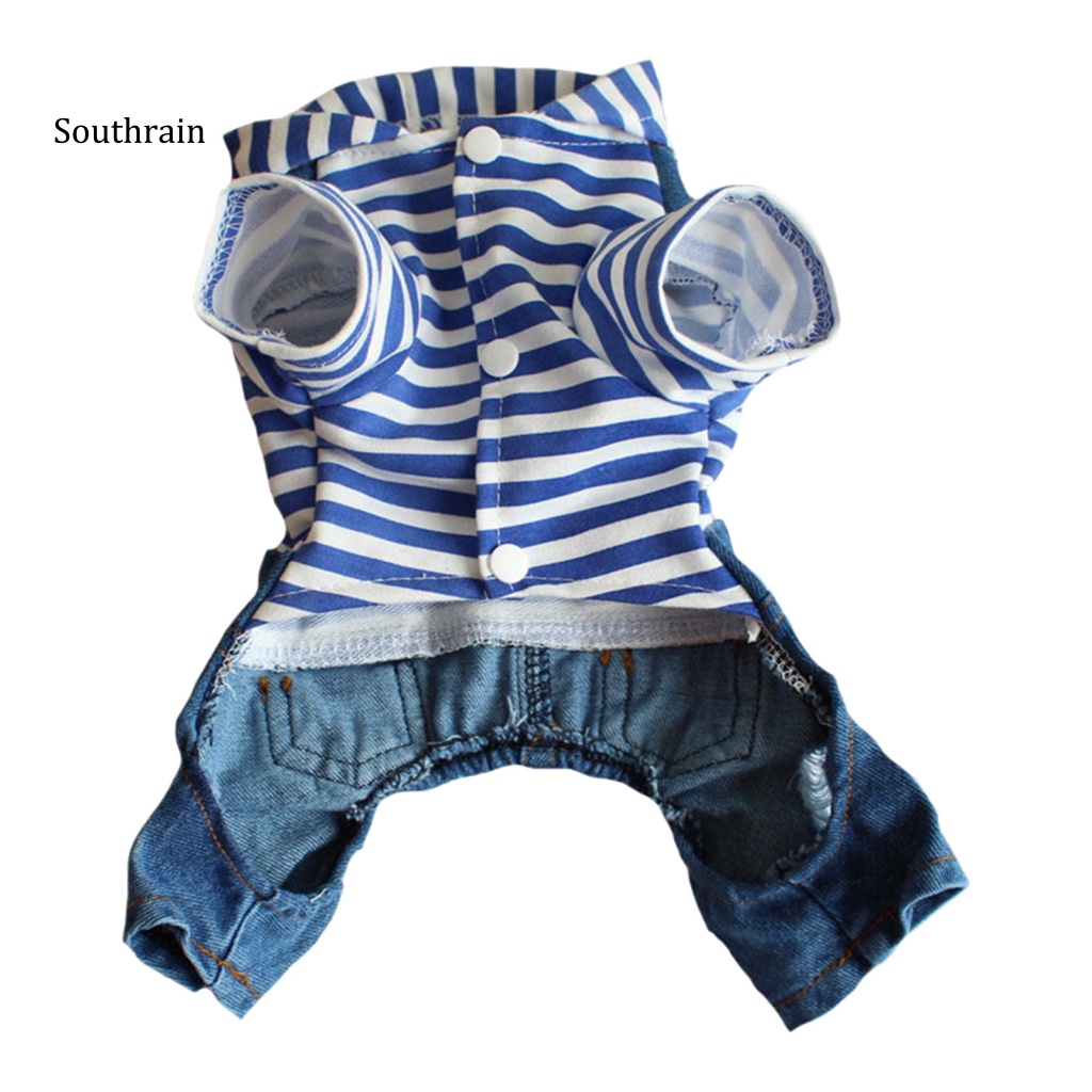 Áo Liền Quần Denim Có Mũ Trùm Thân Thiện Với Da Mùa Thu Cho Thú Cưng