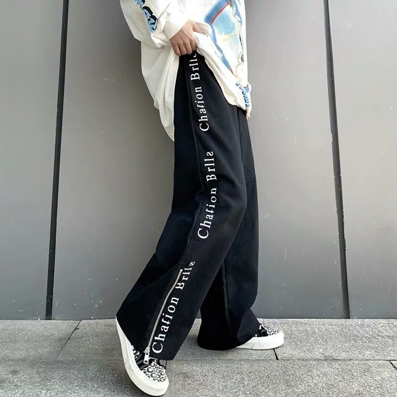 Quần ống rộng Lưng Cao Thời Trang Đường Phố Cá Tính Cho Nam Và Nữ