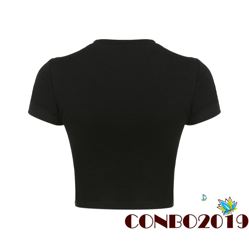 Áo Thun Nữ Ngắn Tay In Chữ Phong Cách Trừu Tượng