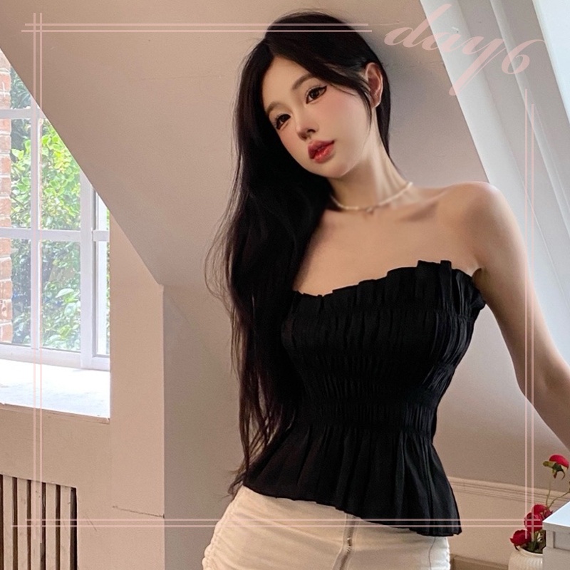 Áo Croptop Hai Dây Dáng Ôm Màu Trơn Thời Trang Hàn Quốc Gợi Cảm Cho Nữ