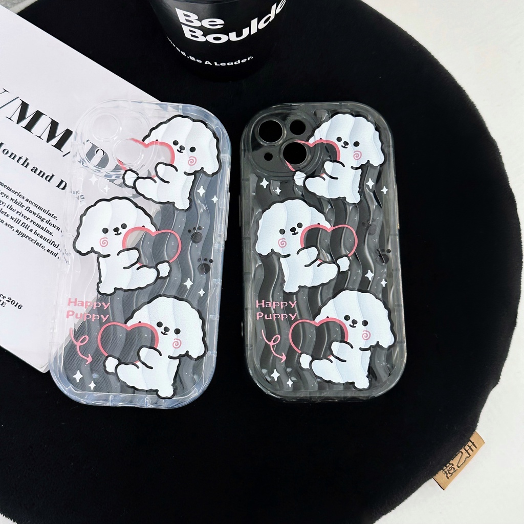 Ốp Điện Thoại TPU Silicone Mềm Trong Suốt Chống Sốc In Hình Chú Chó Dễ Thương Cho iPhone 13 12 11 Pro Max 14 Plus Đứng