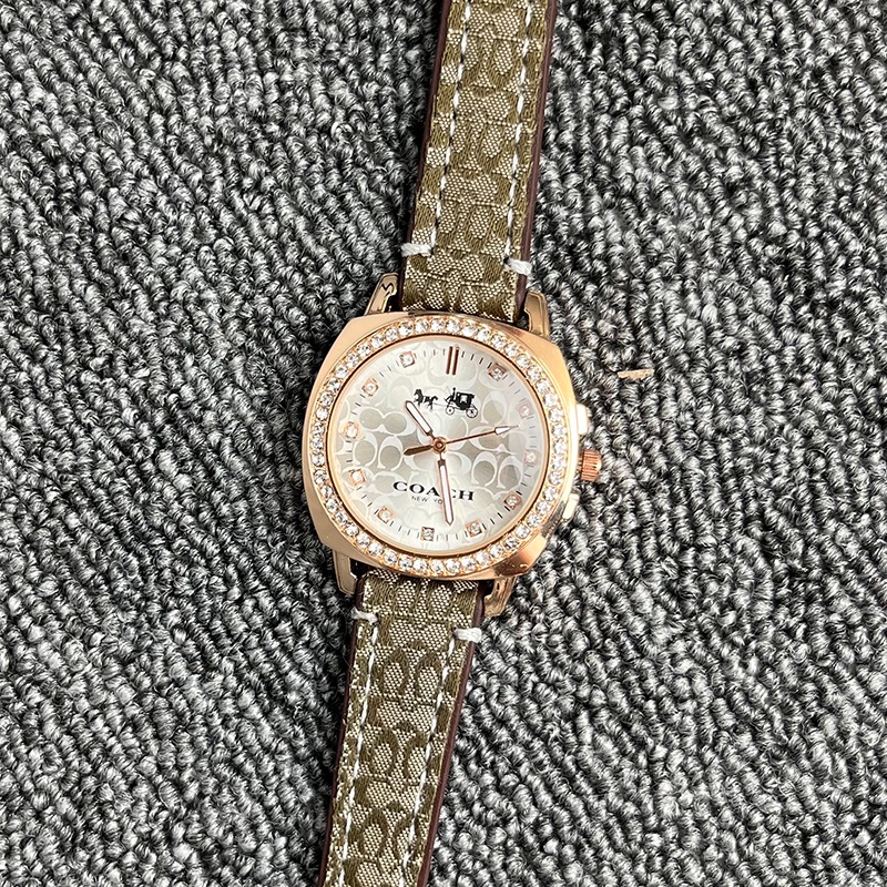 Đồng Hồ quartz Nữ Dây Da Màu Vàng rosegold Sang Trọng