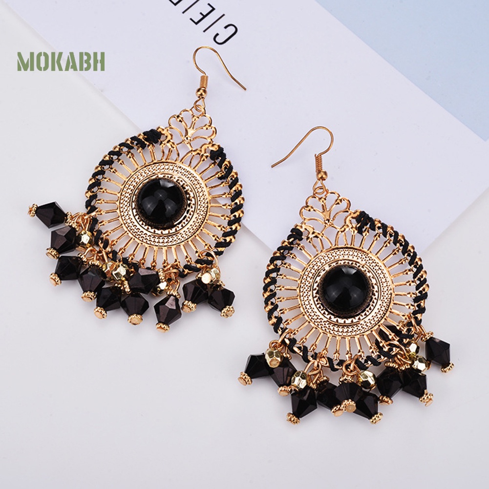 Bông Tai Chuỗi Hạt Phối Tua Rua Phong Cách Bohemia Thời Trang Cho Nữ