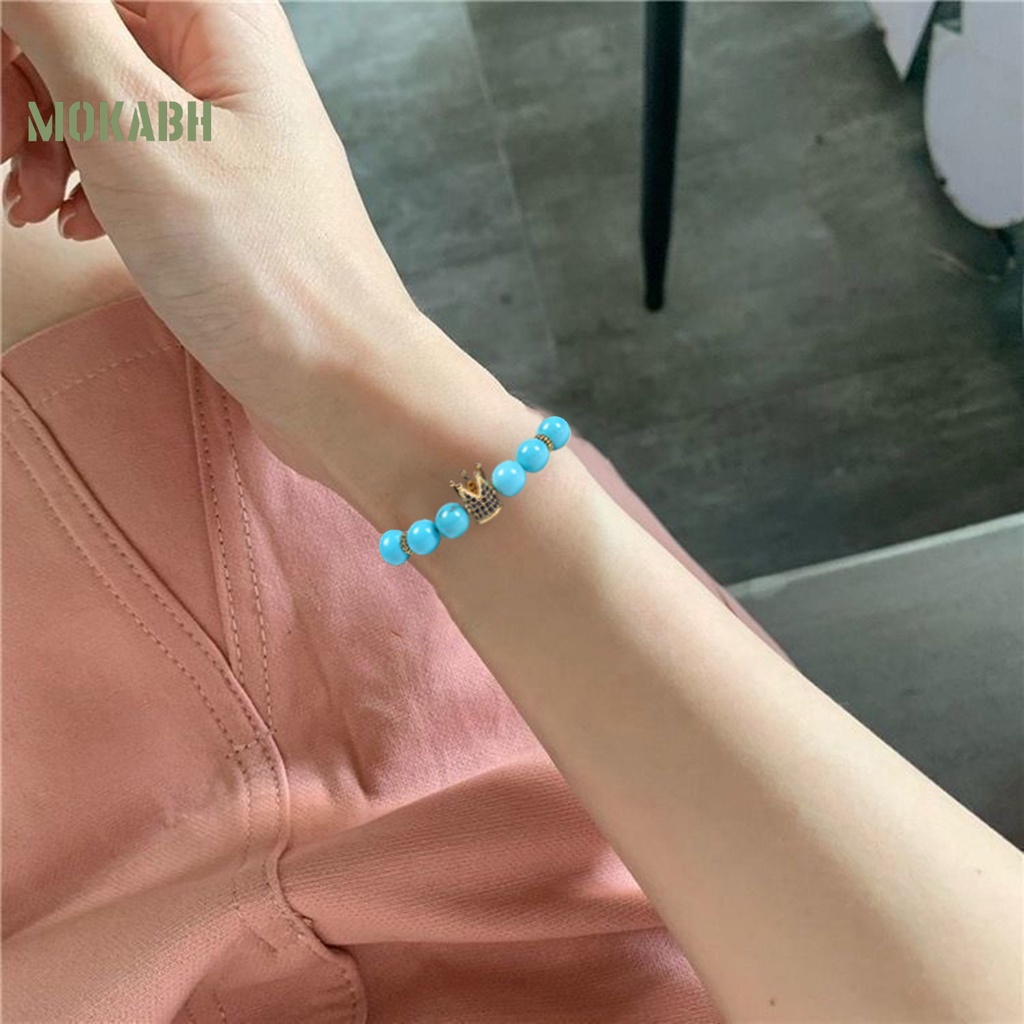 Vòng Tay Chuỗi Hạt Đá Tự Nhiên Mặt Hình Lục Giác Màu Tương Phản Tùy Chỉnh Thời Trang Cho Nam Và Nữ