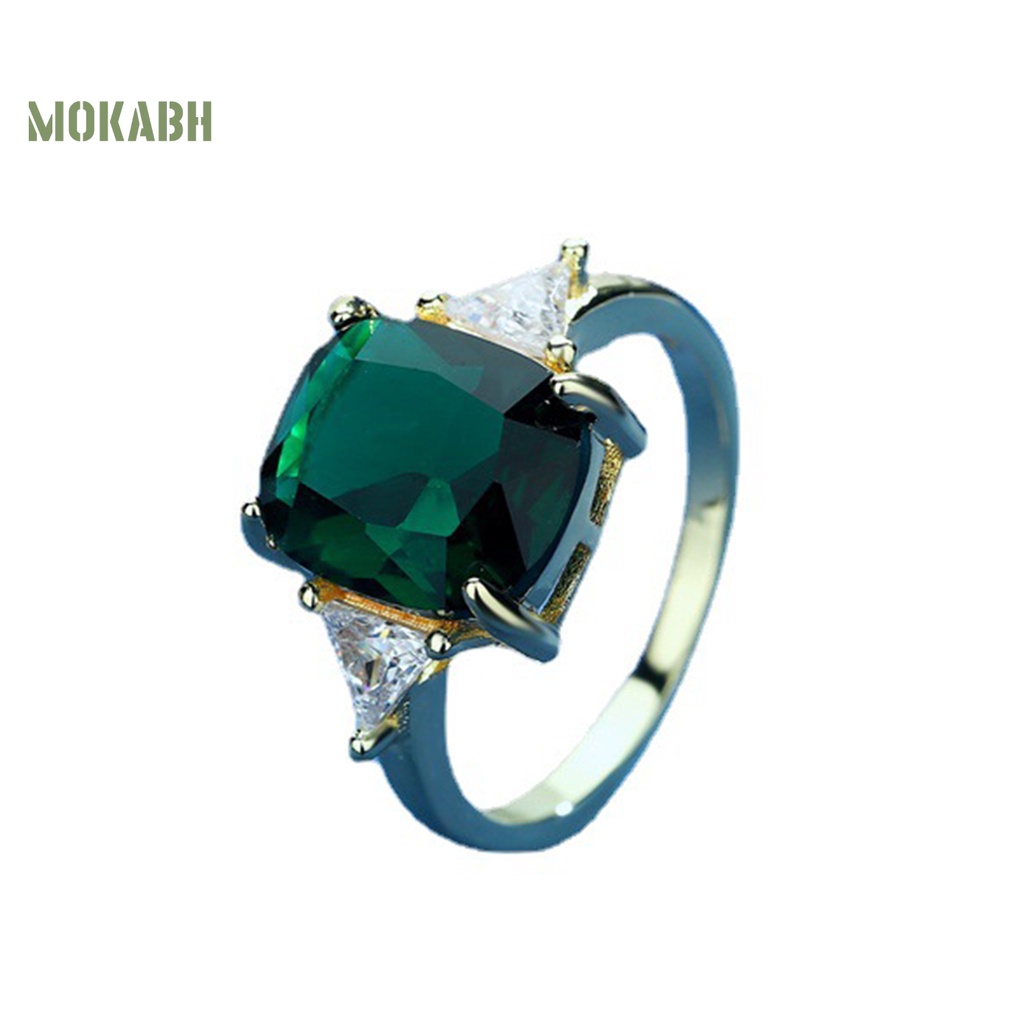 [Mới] Nhẫn Hợp Kim Đính Đá Ngọc Lục Bảo Siêu Nhẹ Đơn Giản Dễ Phối Đồ Cho Nữ