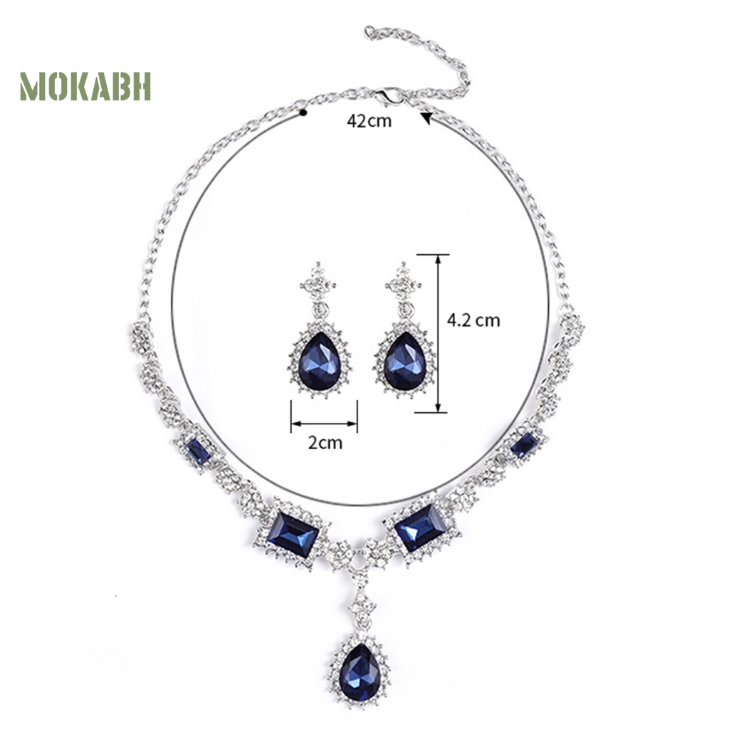 Set 2 Vòng cổ Và Bông Tai Đính Đá Sang Trọng Cho Nữ