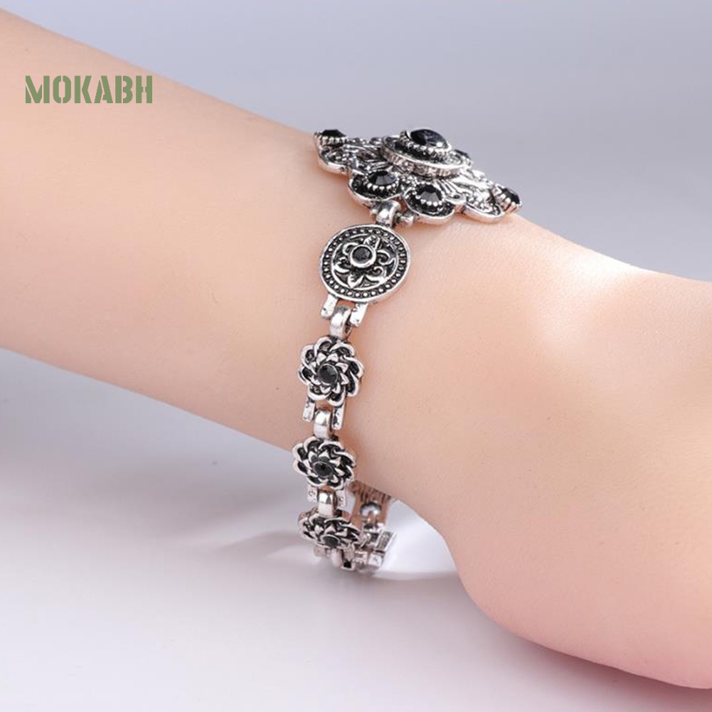 Vòng Đeo Tay Đính Đá Quý Nhân Tạo Hình Hoa Cổ Điển Cho Nữ