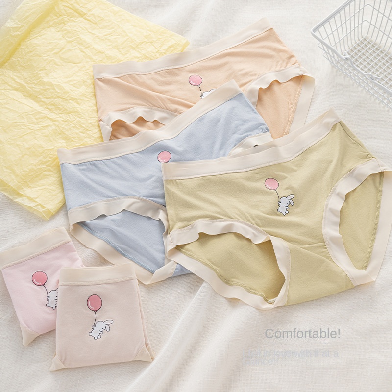 Quần Lót Cotton Lưng Vừa Không Đường May Thoáng Khí Thoải Mái Họa Tiết Hoạt Hình Phong Cách Nhật Bản
