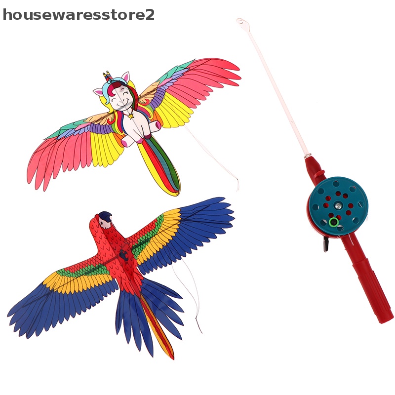 Set 2 Diều Đồ Chơi Mini Bằng Nhựa Họa Tiết Hoạt Hình + Phanh Tay 40cm Cho Bé