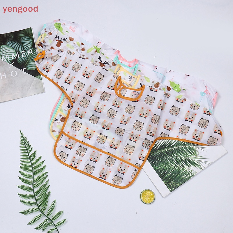 Yếm Ăn Tay Dài Chống Thấm Nước Có Túi Dành Cho Trẻ Em Mới Tập Đi