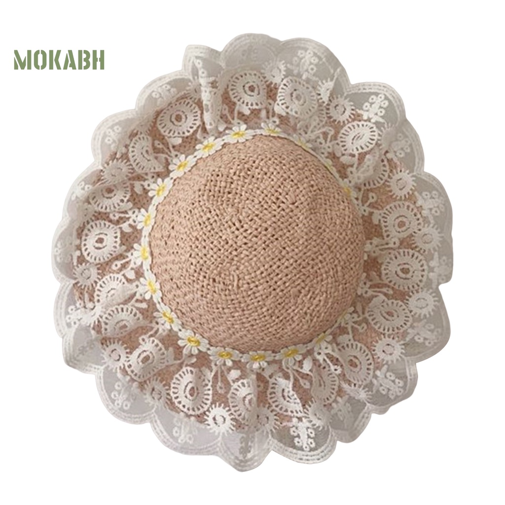 Nón Cối Rộng Vành Thoáng Khí Kèm Dây Đeo Co Giãn Chống Tia UV Thời Trang Mùa Hè Cho Bé Gái