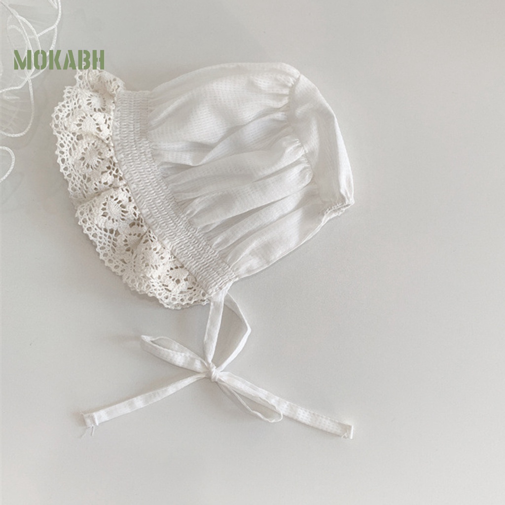 Mũ Cotton Rộng Vành Chống Nắng Màu Trơn Cột Dây Dễ Thương Thời Trang Mùa Hè Cho Bé Sơ Sinh