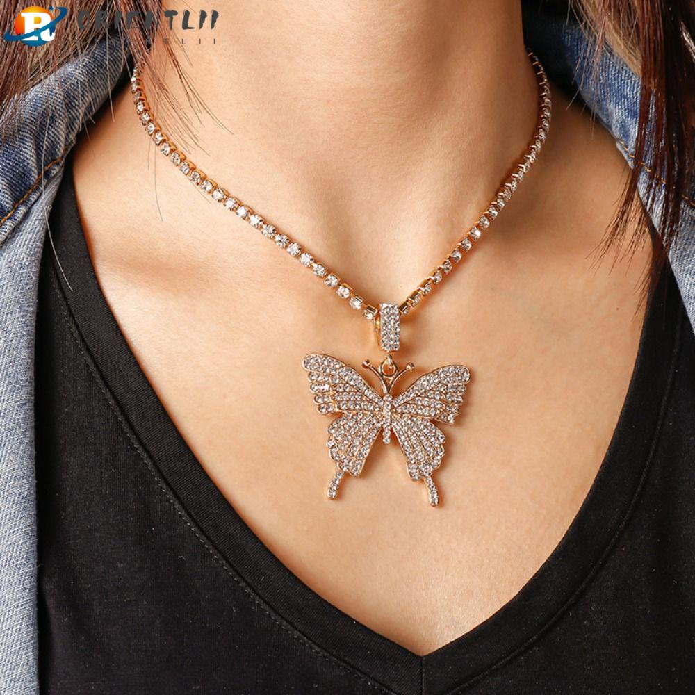 Vòng cổ Mặt Bướm Orentlii Đầy Đủ.Vòng Cổ Choker Hợp Kim Đính Đá