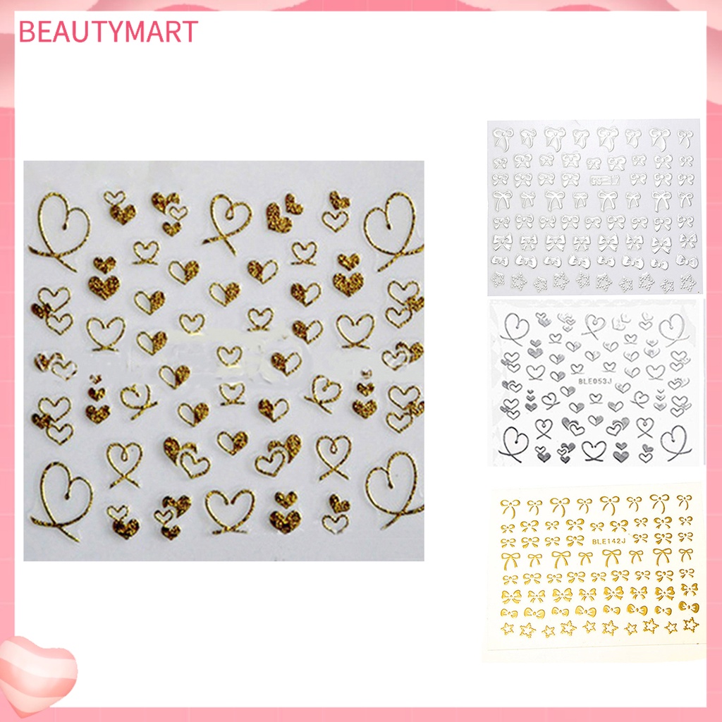 Miếng Dán Trang Trí Móng Tay Hình Nơ Trái Tim Thời Trang DIY