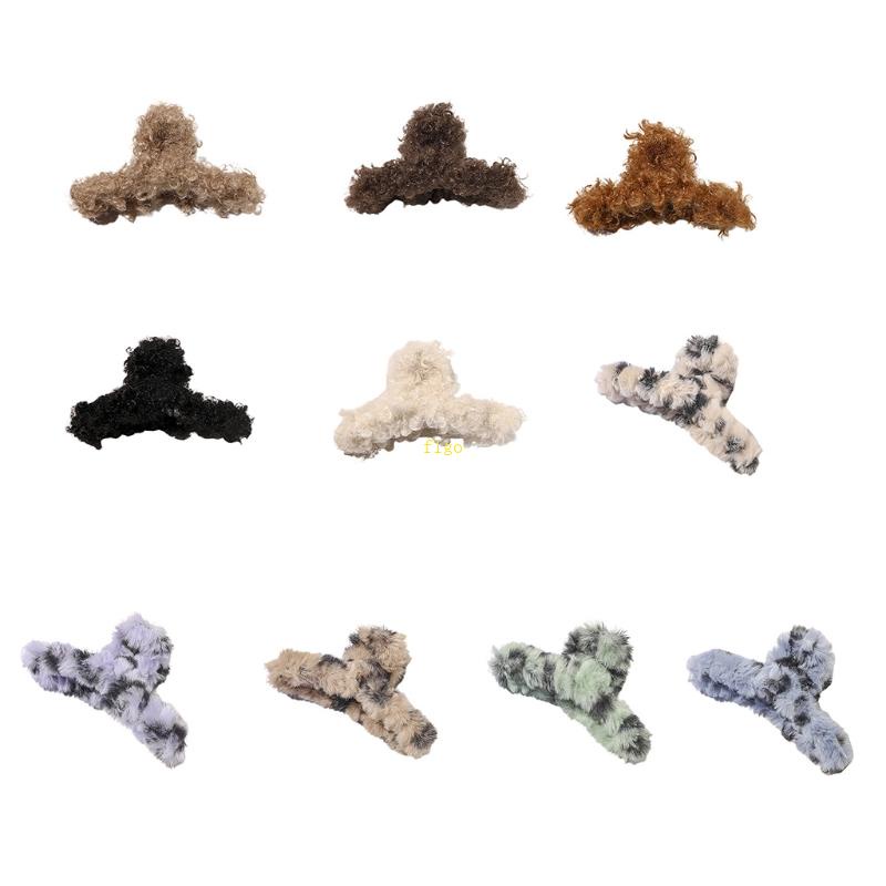 Kẹp Tóc Đuôi Ngựa Cỡ Lớn Bằng Lông Nhung Họa Tiết Da Báo Chống Trượt