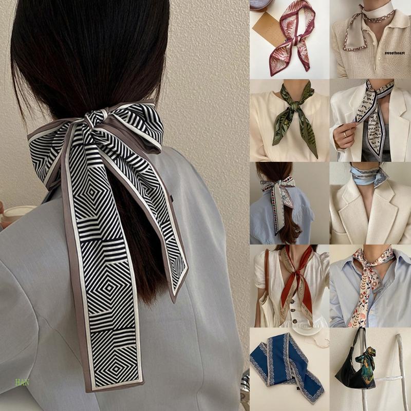 Băng Đô Cài Tóc Giả Lụa Dài In Chữ Thời Trang