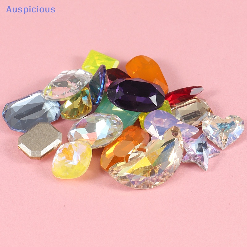 Set 20 Viên Đá Thủy Tinh Hình Trái Tim / Ngôi Sao Nhiều Màu Sắc Dùng Làm Trang Sức Thủ Công