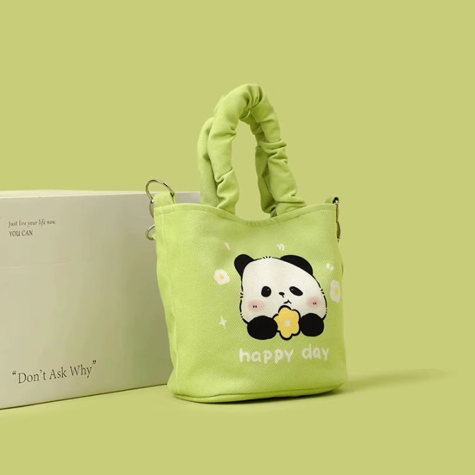 Túi Xách Canvas Họa Tiết Gấu Trúc Hoạt Hình Dễ Thương Cho Mẹ Bỉm Sữa