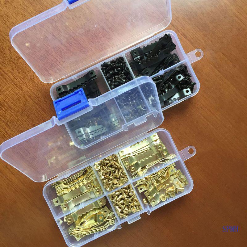 Bộ 100 Móc Treo Khung Ảnh Hình Răng Cưa Một Mặt Kèm 200 Kẹp