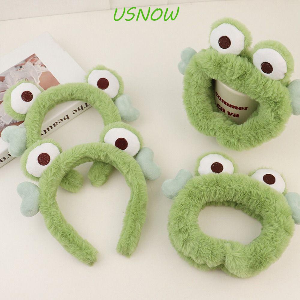 Băng Đô Cài Tóc Bằng Nhựa Chống Trượt Hình Mắt Ếch Phối Lông Thời Trang Cho Nữ