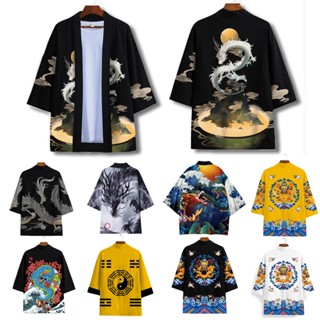 Áo khoác Kimono phong cách Nhật Bản Phong cách Trung Quốc Áo choàng rồng Ukiyo-e dáng rộng phong cách Nhật Bản Áo khoác Cardigan hợp thời trang cosplay