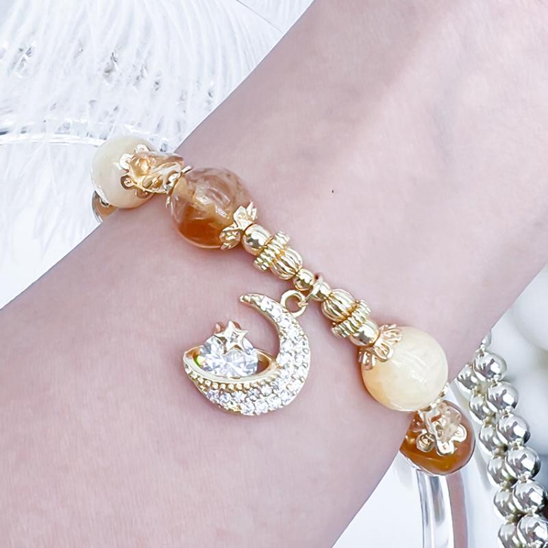 Vòng Đeo Tay May Mắn Bằng Lụa Màu Vàng Pha Lê Cho Nữ