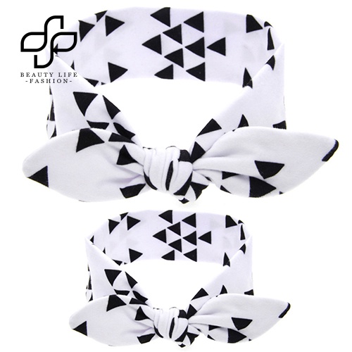 Băng Đô Cài Tóc Tai Thỏ In Họa Tiết Xinh Xắn Thời Trang Cho Mẹ Và Bé