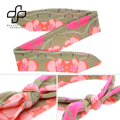 Băng Đô Cài Tóc Tai Thỏ In Họa Tiết Xinh Xắn Thời Trang Cho Mẹ Và Bé