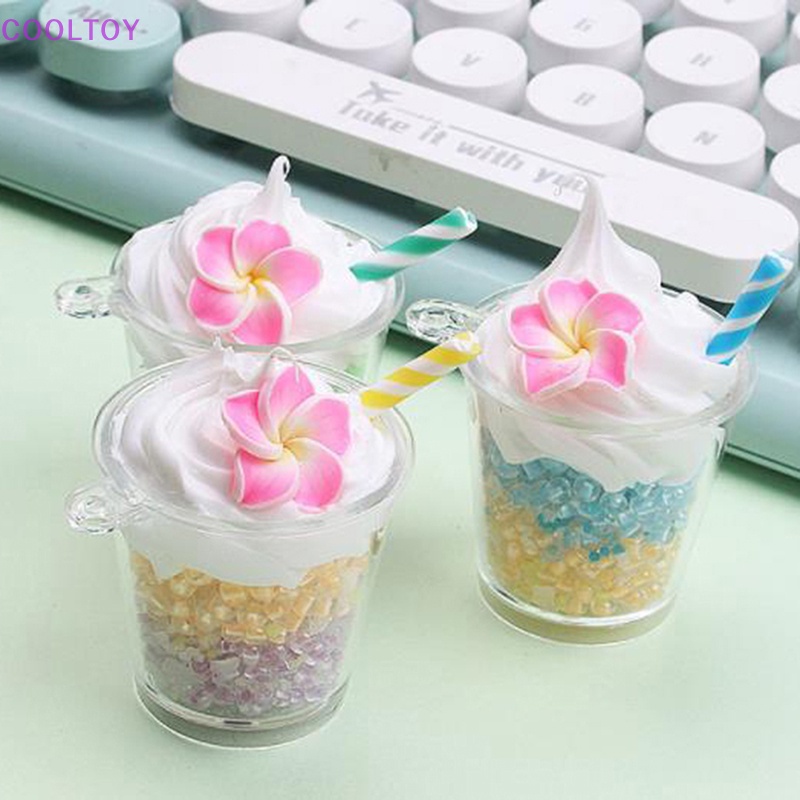 Cooltoy Móc Khóa Cốc Tròn Màu Trơn Phát Sáng Hình Hoa Đào Hoạt Hình DIY