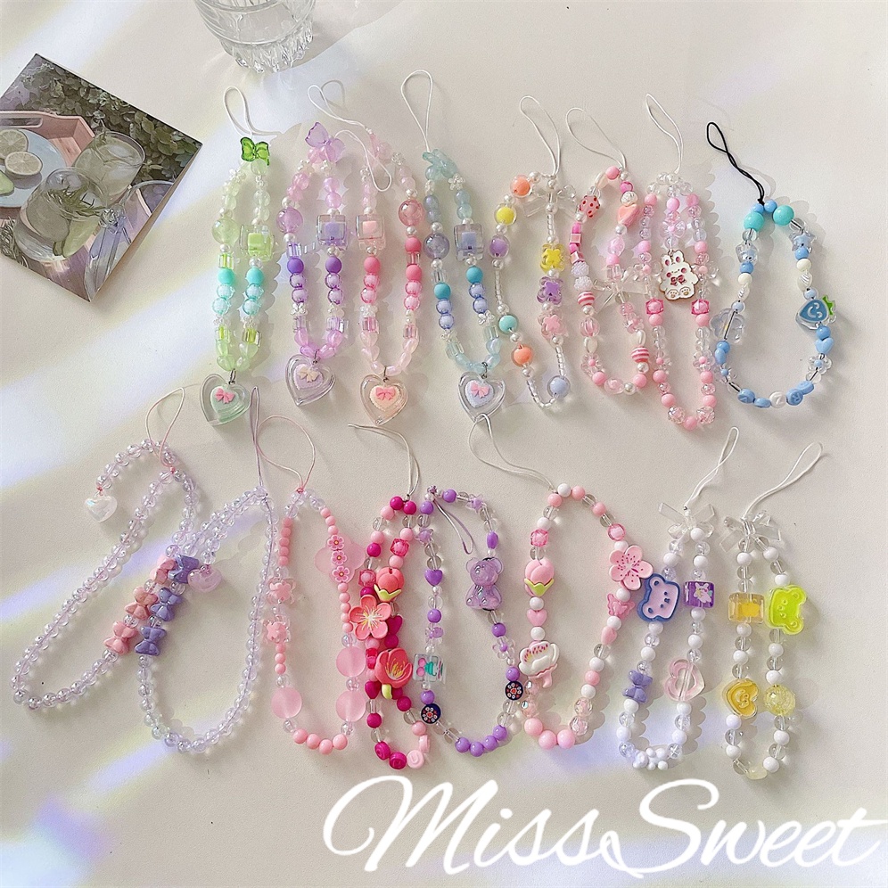 DIY Contrasting Handmade Beaded Chain Pendant With Creative Girl Style Mobile Phone Strap