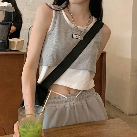 Áo Hai Dây Giả Hai Mảnh Phong Cách Hàn Quốc Thời Trang Mùa Hè Mới Cho Nữ
